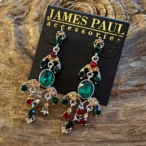 james Paul Jewelry - James Paul Green and Red Dangle Earrings